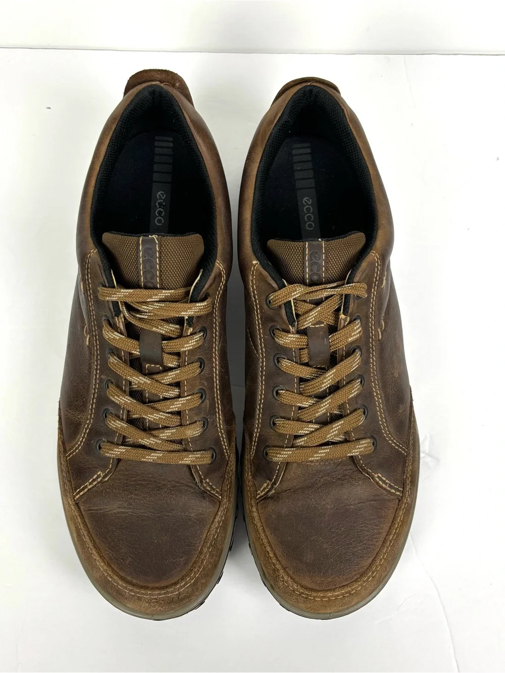 Ecco Receptor Technology Mens 13 (47) Brown Leather Hiking Shoes Sneakers